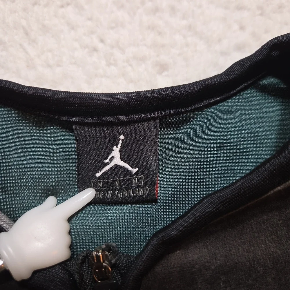 Y2K Jordan Velour Quarter Zip Shirt Men's Medium Black Oversized Longsleeve
